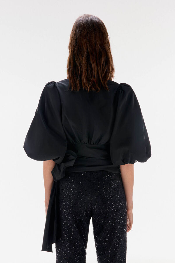 TFP by Tamara Falcó Taffeta blouse with bow or tie Black