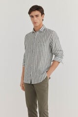 Pedro del Hierro Striped linen shirt Green