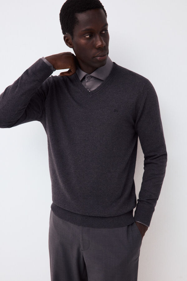 Pedro del Hierro Premium cotton silk cashmere knit jumper Grey