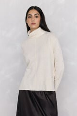 Pedro del Hierro wool neck sweater with center seam Ecru