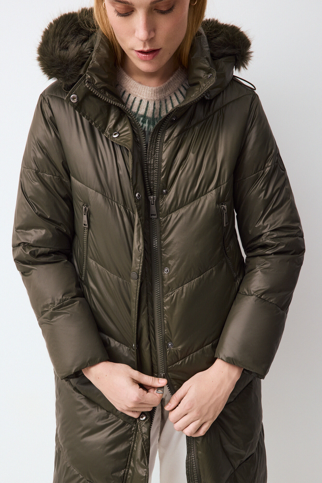 Pedro del Hierro Long parka with fur hood