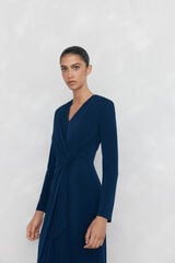 Pedro del Hierro Vestido justo com detalhe na cintura Azul