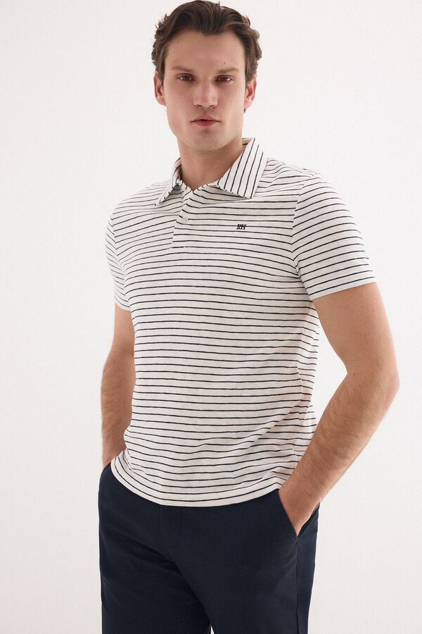 Pedro del Hierro Striped polo shirt Ecru