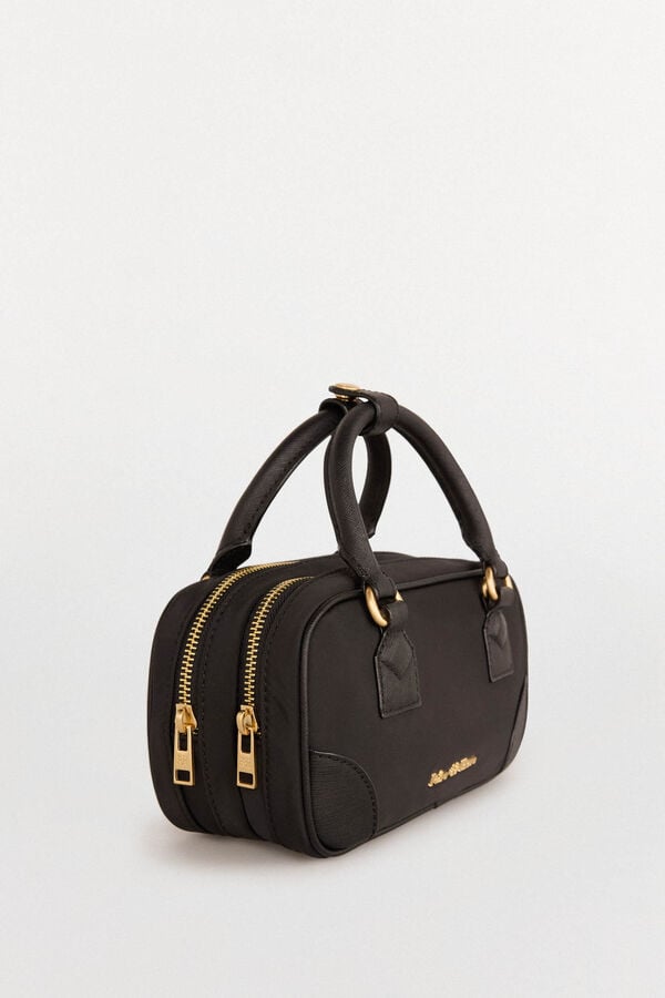 Pedro del Hierro Nylon crossbody bag with zippers Black