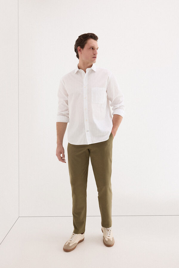 Pedro del Hierro Poplin striped shirt Blue