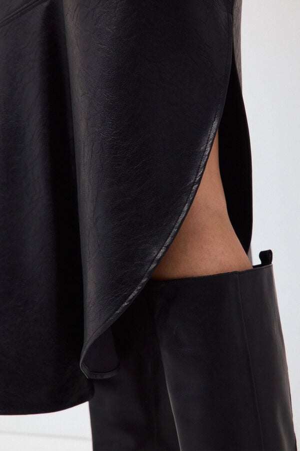 Pedro del Hierro Faux leather asymmetric skirt Black