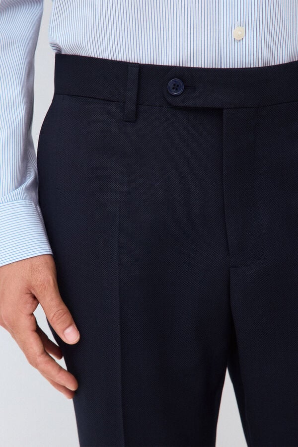 Pedro del Hierro Houndstooth slim fit tailored trousers Blue