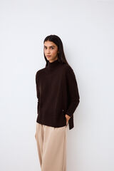 Pedro del Hierro Wool funnel neck jumper with central seam Brown