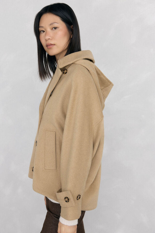 Pedro del Hierro Cape-style jacket with hood Beige