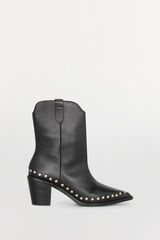 Pedro del Hierro Studded heeled boot in leather Black