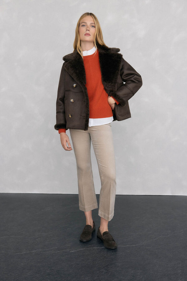 Pedro del Hierro wool sweater with a central crew neck Orange