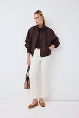 Pedro del Hierro Velvet flare cropped trousers Ecru