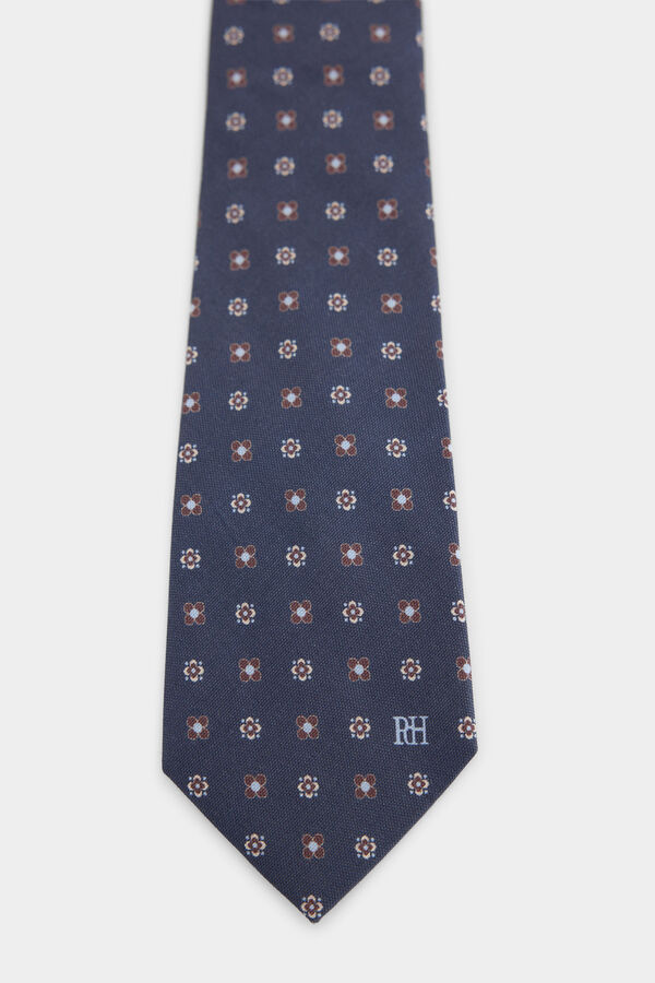 Pedro del Hierro Natural silk tie Blue