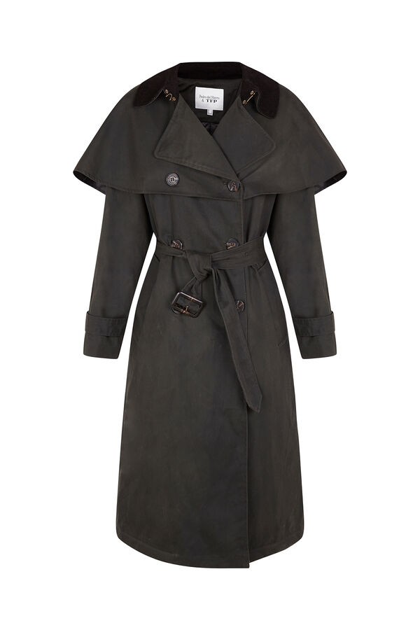TFP by Tamara Falcó Long waxed trench coat Green