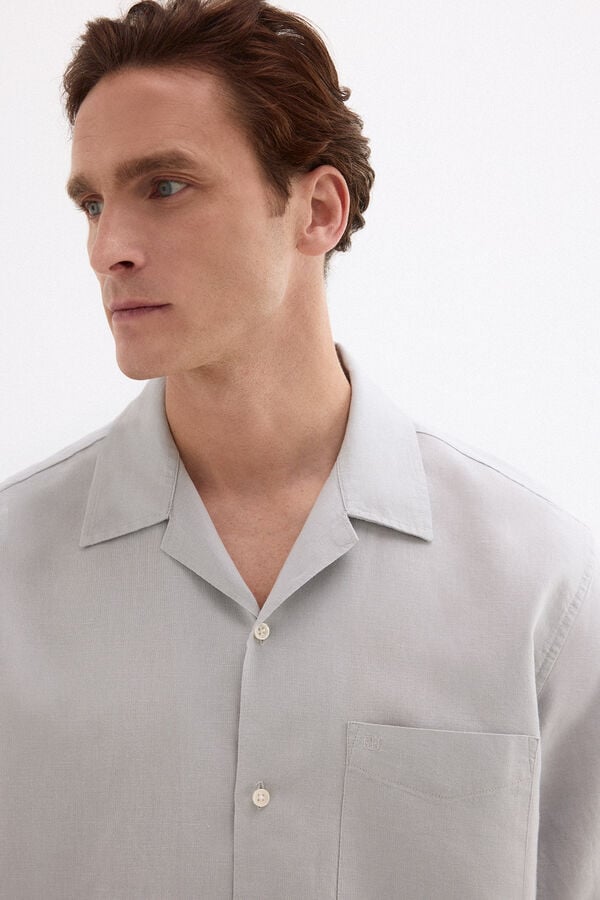 Pedro del Hierro Linen cotton long sleeve shirt Grey