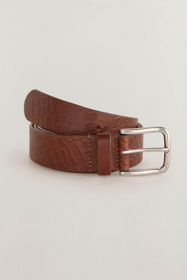 Pedro del Hierro Leather logo belt Brown