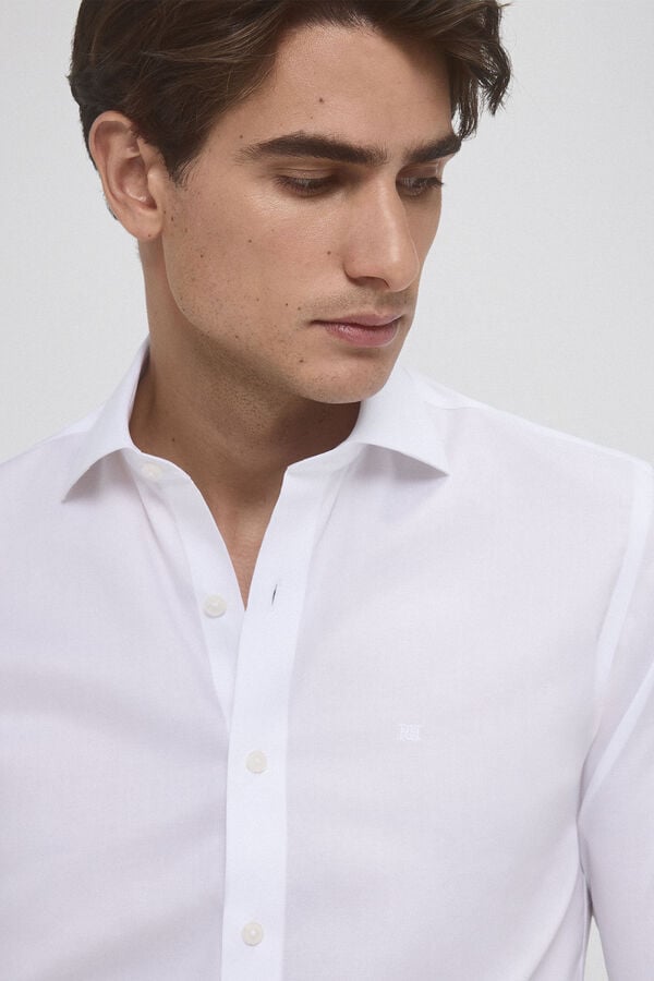 Pedro del Hierro Camisa social lisa que não pode ser passada a ferro + resistente a manchas Branco