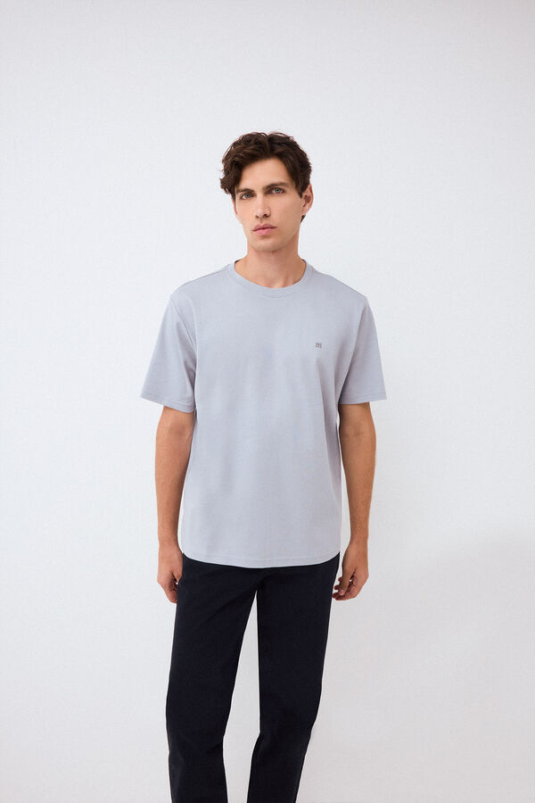 Pedro del Hierro Plain mercerized T-shirt Grey