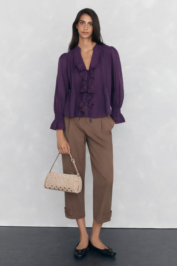 Pedro del Hierro Blusa romantica volante Morado