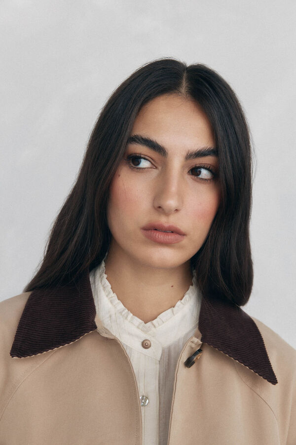 Pedro del Hierro Sobretudo longo com gola veludo Beige