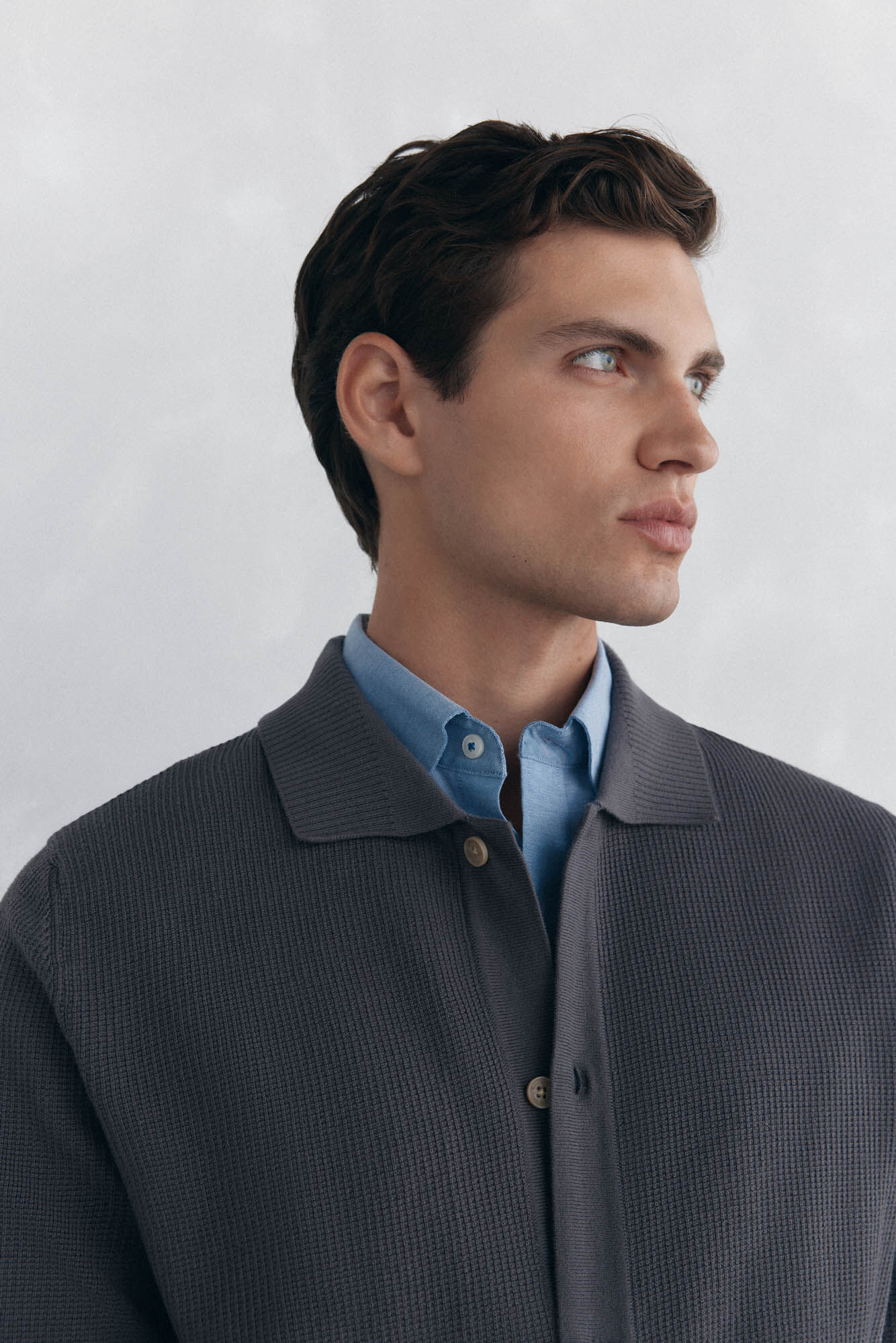 Pedro del Hierro C&aacute;rdigan punto algod&oacute;n cuello polo botones