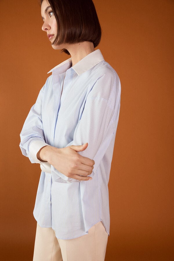 TFP by Tamara Falc&oacute; Poplin combined shirt Blue