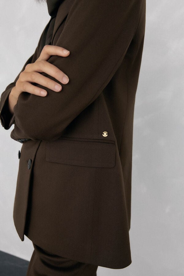 Pedro del Hierro Chocolate double-breasted blazer Brown
