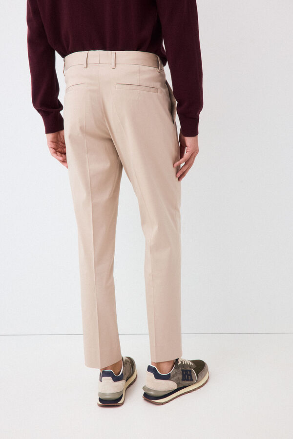 Pedro del Hierro Tapered cotton-tencel chinos Beige