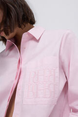 Pedro del Hierro Camisa oversize com logo em popeline Rosa