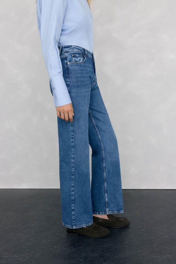 Pedro del Hierro Basic wide-leg jeans Blue