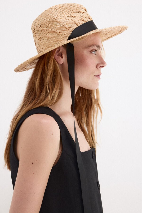 Pedro del Hierro Braided raffia hat Beige