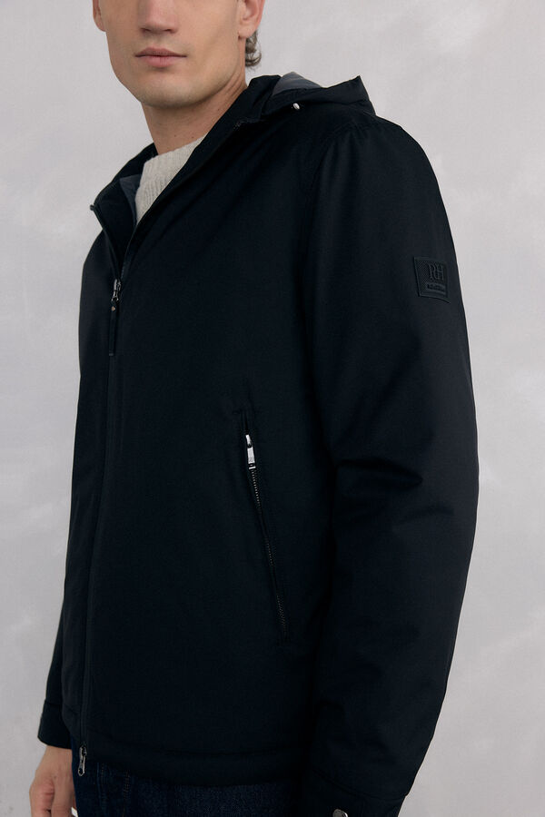 Pedro del Hierro Zip fastening jacket with hood Black