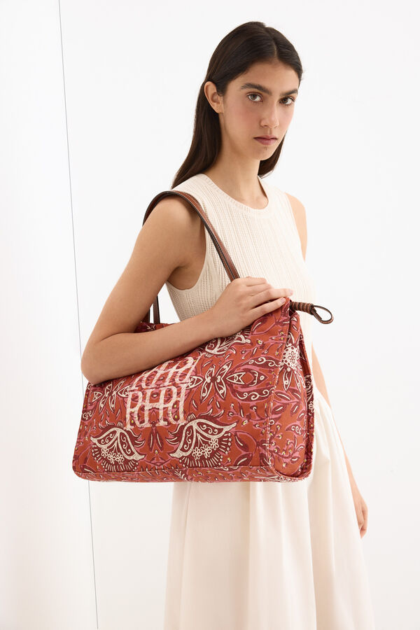 Pedro del Hierro Printed shoulder bag Beige
