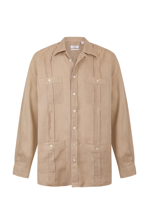 Pedro del Hierro Guayabera em linho Beige