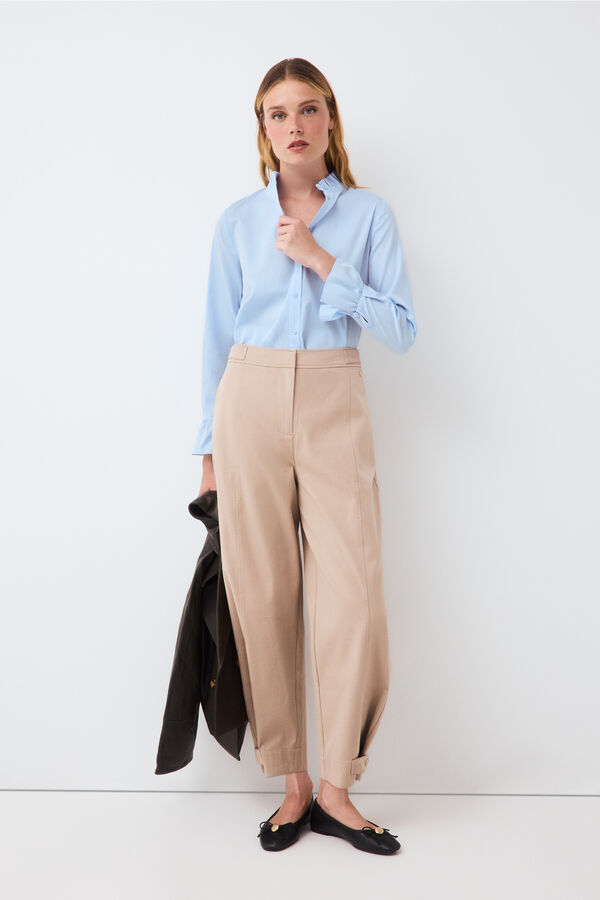 Pedro del Hierro Dobby ruffle shirt Blue