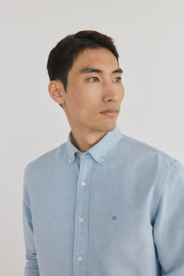 Pedro del Hierro Iconic plain oxford shirt Turquoise