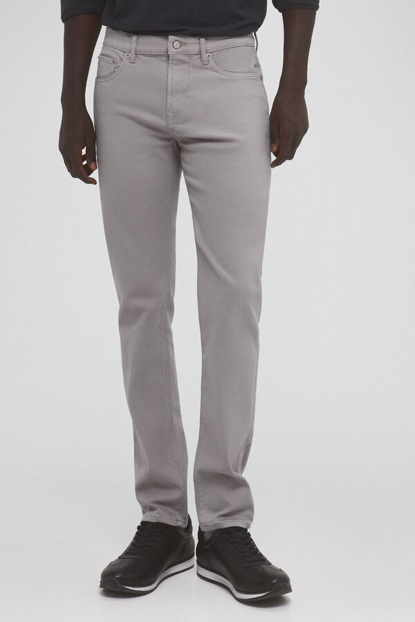 Pedro del Hierro Pantalón 5 bolsillos color premium flex slim fit Gris