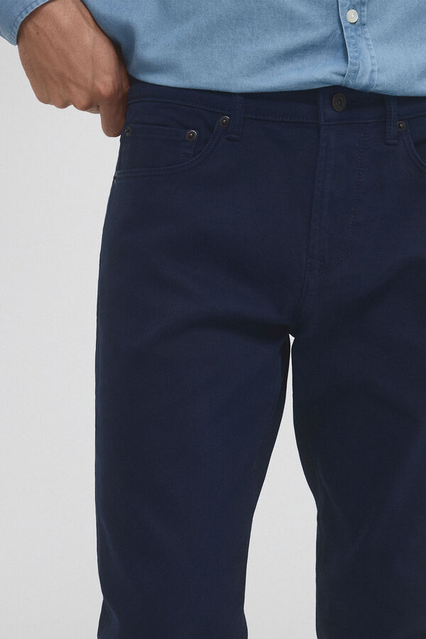 Pedro del Hierro Pantalón 5 bolsillos color premium flex slim fit Azul