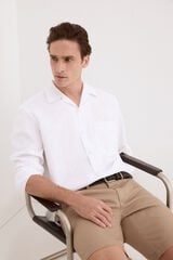 Pedro del Hierro Linen cotton long sleeve shirt White