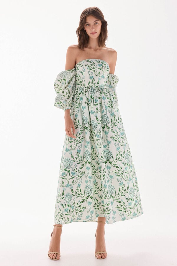 TFP by Tamara Falcó Vestido decote caicai estampado Turquesa