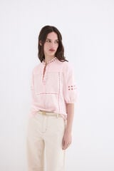 Pedro del Hierro Blusa rom&aacute;ntica calados Rosa