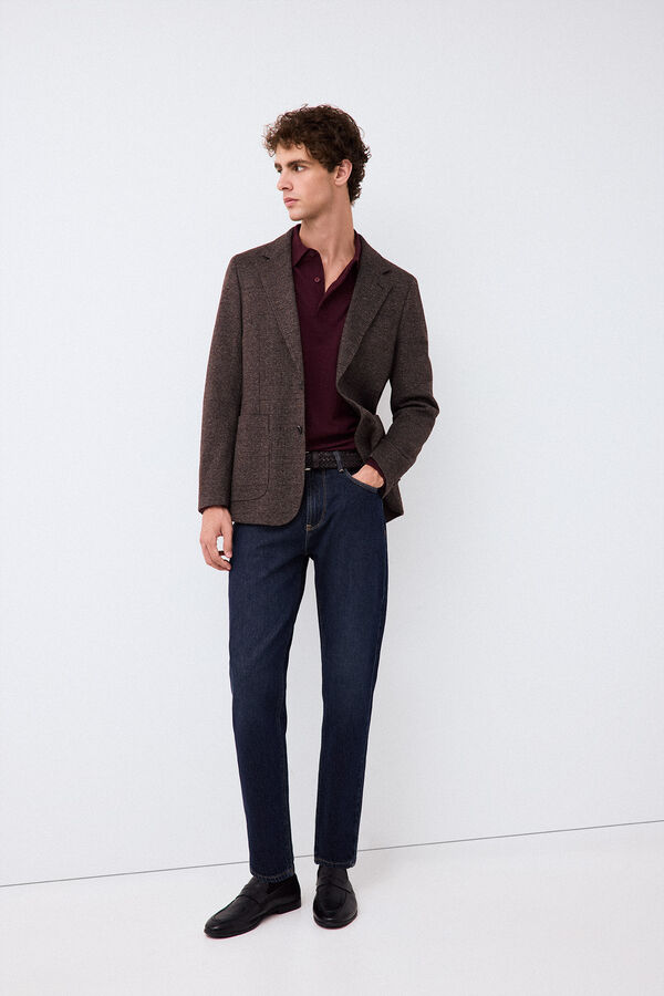 Pedro del Hierro Plaid knit blazer Brown