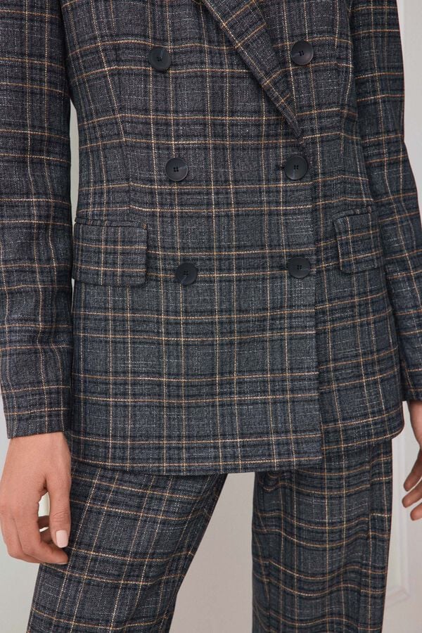 TFP by Tamara Falc&oacute; Checked fitted double-breasted blazer Blue
