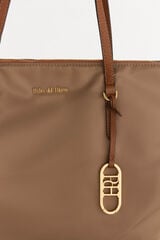 Pedro del Hierro Bolsa de compras de nylon com fecho-éclair Beige