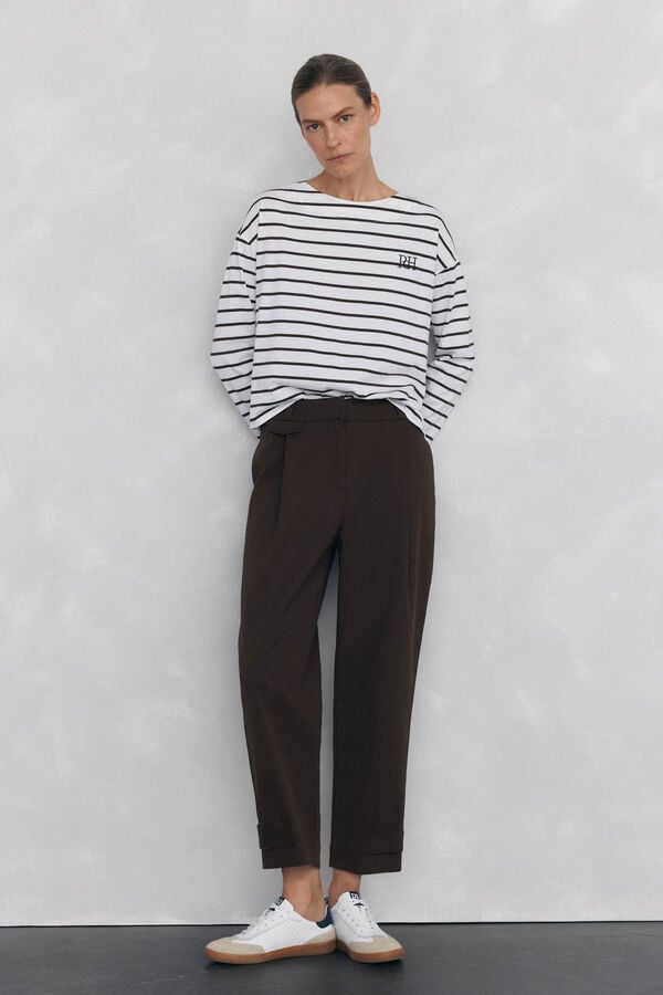 Pedro del Hierro Striped T-shirt Brown