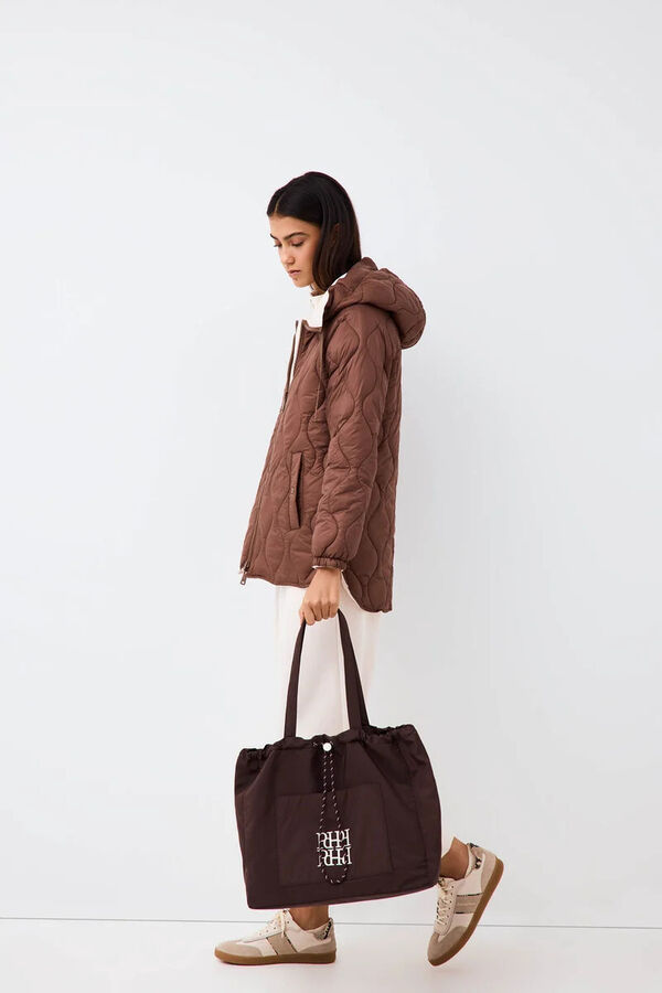 Pedro del Hierro Parka larga reversible capucha Marr&oacute;n