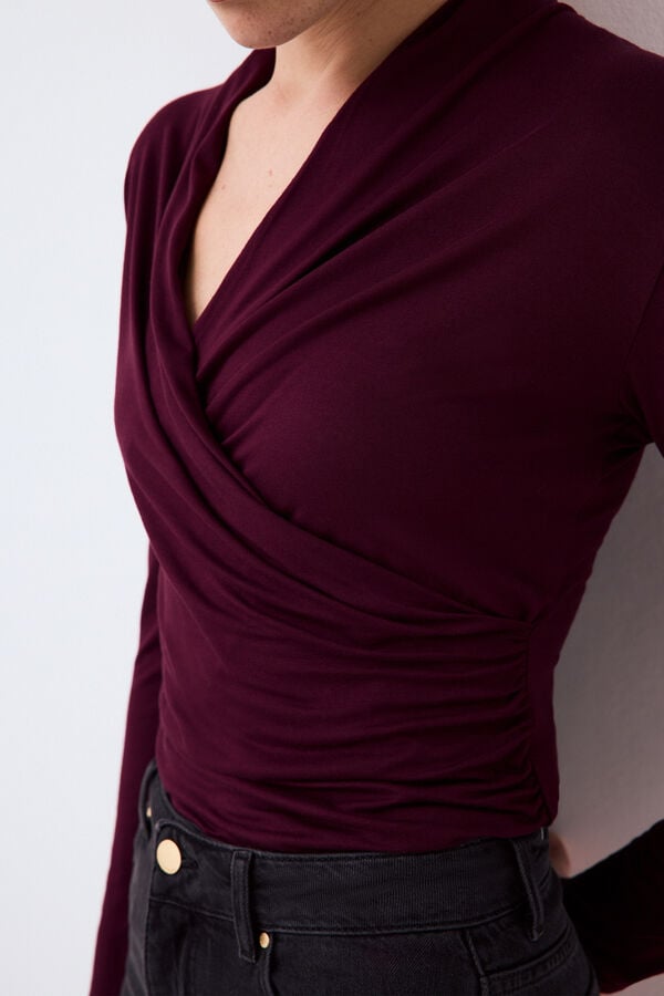 Pedro del Hierro V-neck wrap T-shirt Brown