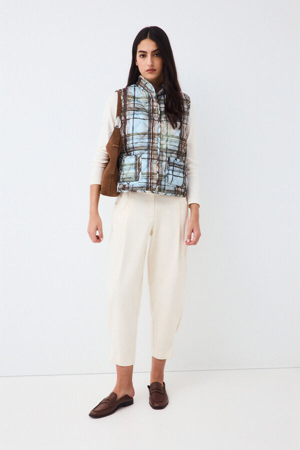 Pedro del Hierro Plaid puffer gilet Blue