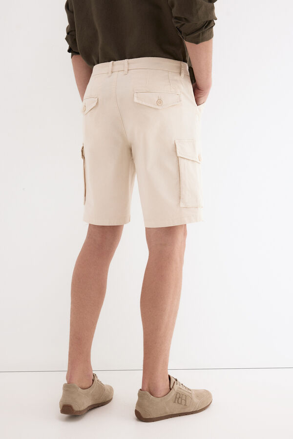 Pedro del Hierro Textured cargo Bermuda shorts Ecru