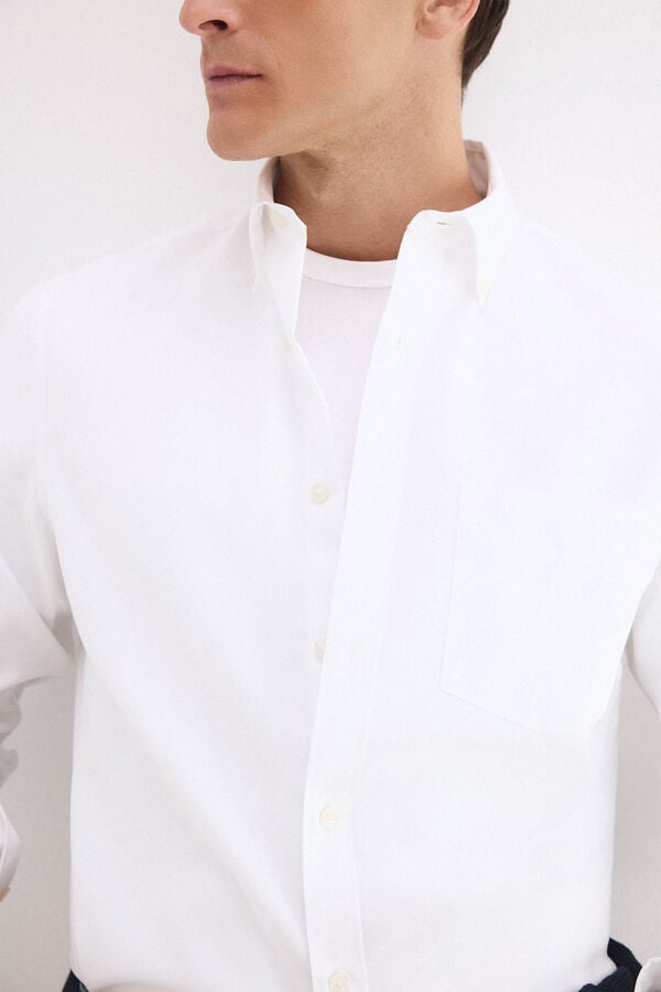 Pedro del Hierro Non-iron plain Oxford shirt White